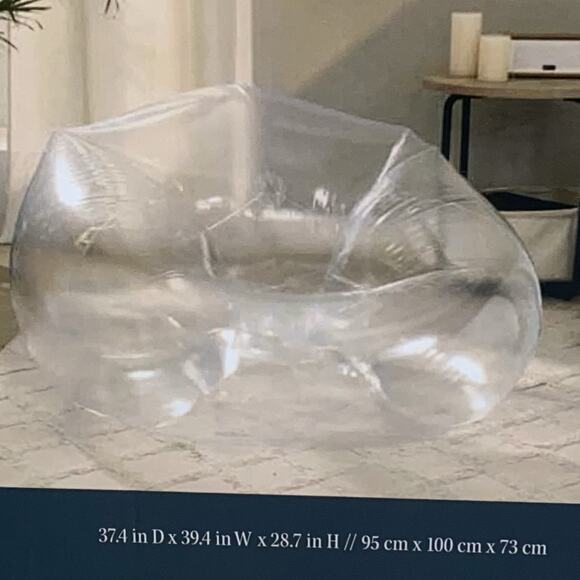 Inflatable Armchair Round Chair Campus Dorm Game Room Clear Plastic Set Of 2 NEW - Picture 7 of 9